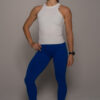 Women's wearing White Tank Top - Pathfinder Fitness (Endurance Leggings Midnight Navy)