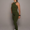 Women's wearing Army Green Tank Top - Pathfinder Fitness