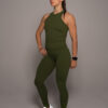 Women's wearing Army Green Tank Top - Pathfinder Fitness