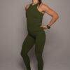 Women's wearing Army Green Tank Top - Pathfinder Fitness
